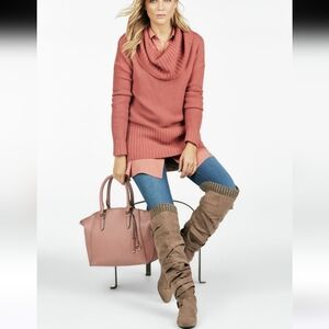 JustFab Jentry Black Over-the-Knee Boots with Buckle Detail Size 11